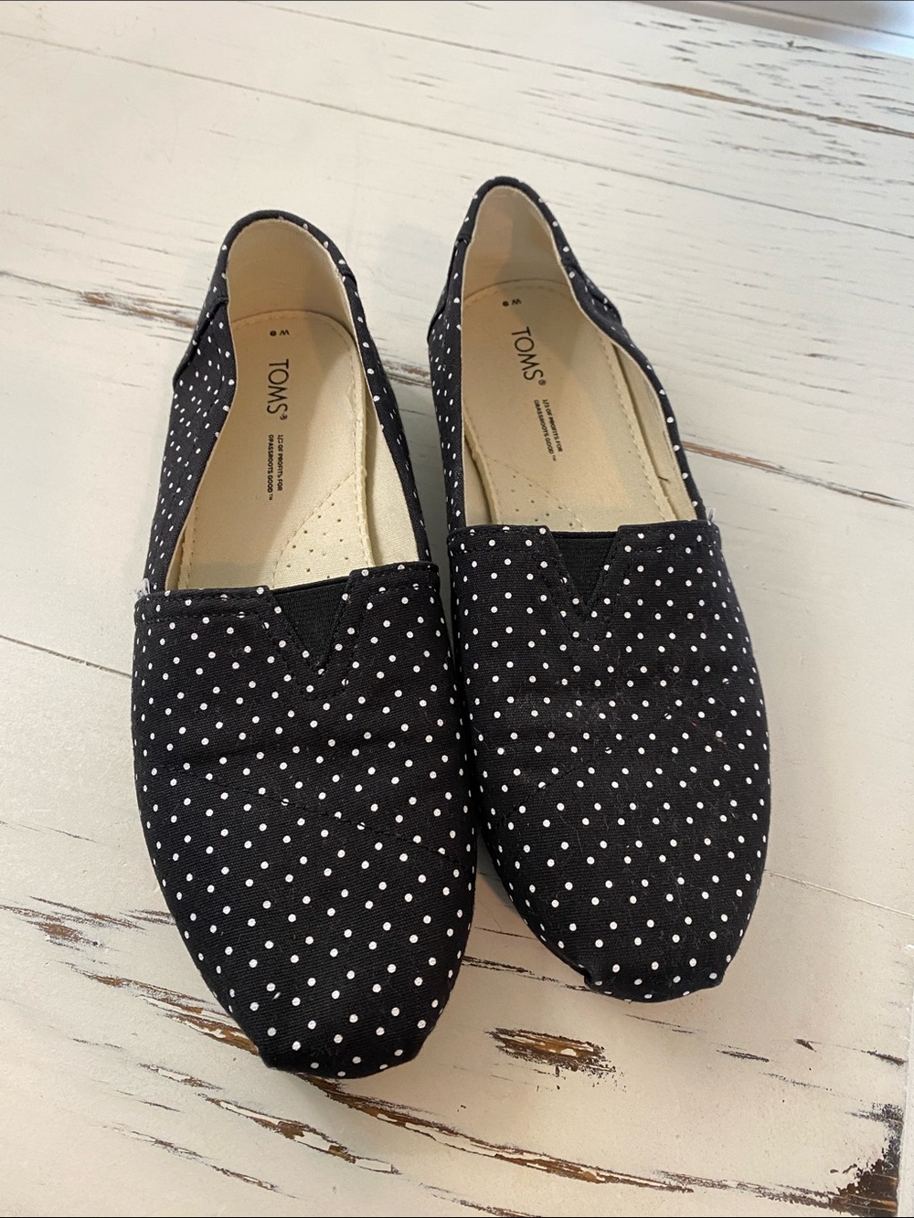 Toms Black Polka Dot Canvas Slip-Ons 9